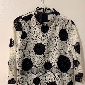 HD in Paris navy and white lace blouse